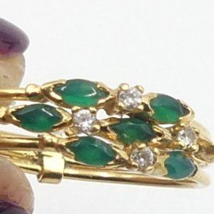 Vintage Portuguesa 14k & green stones/cz rings siz